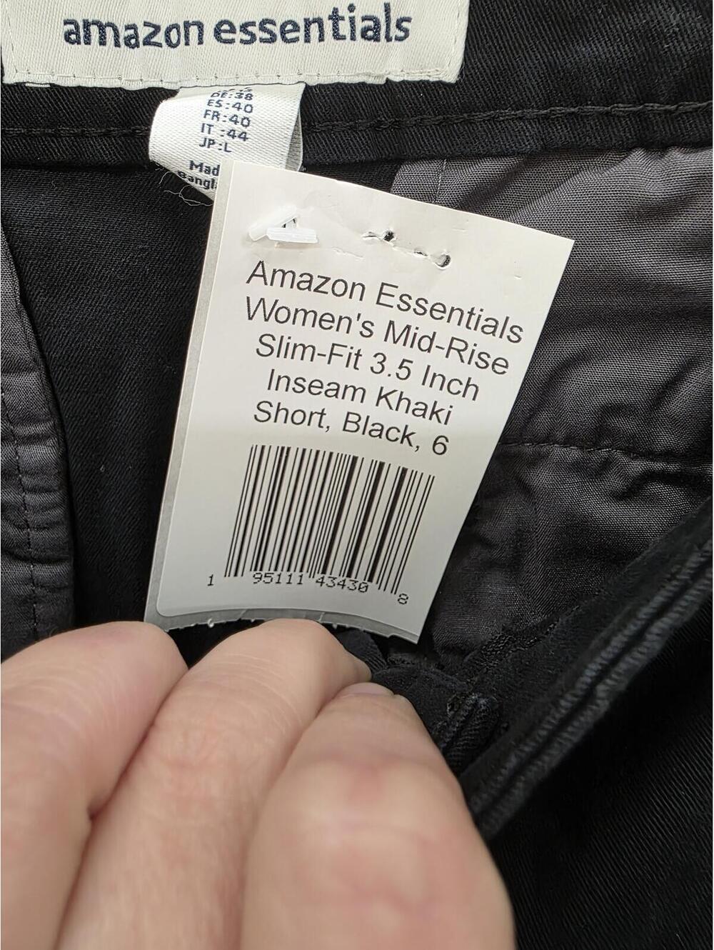 AMAZON ESSENTIALS MID‑RISE SLIM‑FIT KHAKI SHORTS BLACK 3.5" SIZE 8 - Picture 4 of 4